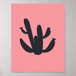 Poster Arte Gráfica de Cacto Preto Planta Pintura Deserto