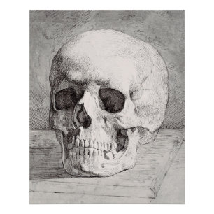 Pôster Arte Gráfica de Caveira: Design de Tinta Minimalis