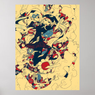 Poster Arte Gráfica de Marinheiro de Rosas Japoneses Retr