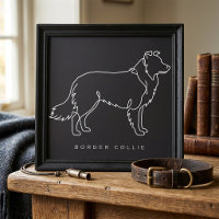 Arte Gráfica Minimalista de Border Collie em Linha