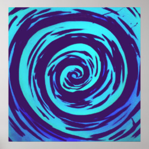 Pôster Arte hipnótica roxa & azul do redemoinho