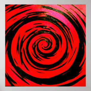Pôster Arte hipnótica vermelha & preta do redemoinho