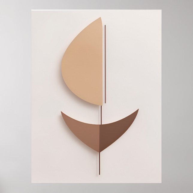 Poster Arte IA Contemporânea Abstrato Brown Boho Mínima (Frente)