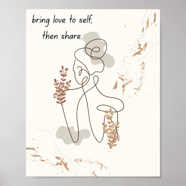 Poster Arte Ilustrativa da Mulher com Citação Motivaciona (Frente)