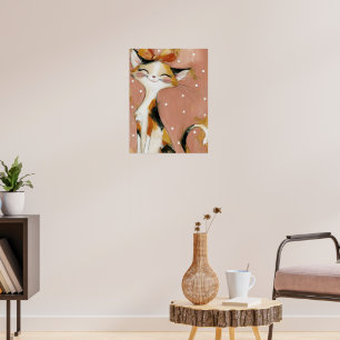 Poster Arte Impasto com Espátula de Paleta Rosa Empoeirad