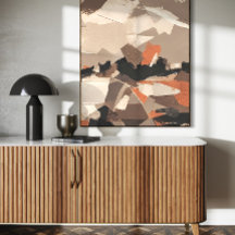 Arte impressa abstrata em tons terrosos