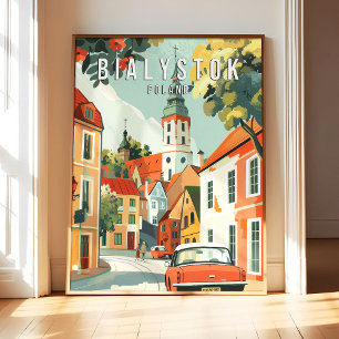 Pôster Arte Impressa Bialystok Polônia, Cidade Ret