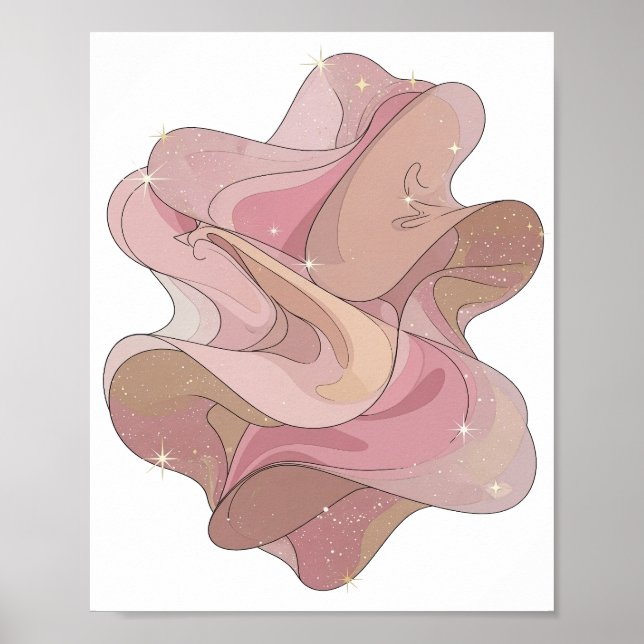 Poster Arte impressa de moda ABSTRATA Prata Limpa (Frente)