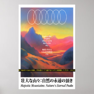 Poster Arte Impressa de Montanhas Japonesas Surrealistas