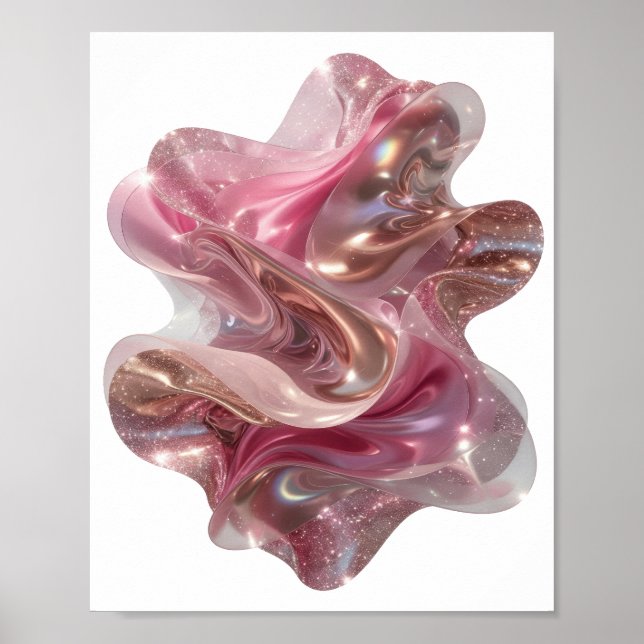 Poster Arte impressa em ABSTRACT ART Rosa Vibrante (Frente)