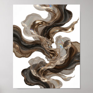 Poster Arte impressa em ABSTRATA dourada atraente