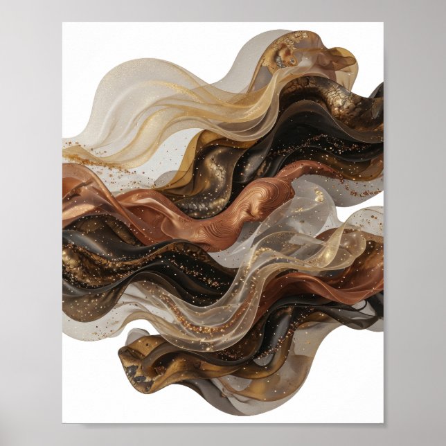 Poster Arte impressa em ouro abstrato e ousada (Frente)