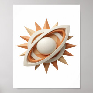 Poster Arte impressa em prata abstrata e divertida