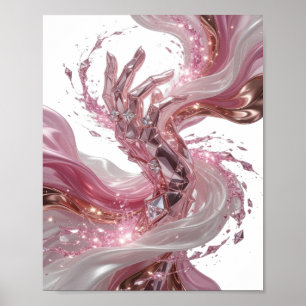 Poster Arte impressa em prata STATEMENT ABSTRACT ART v3
