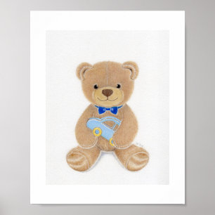 Poster Arte Impressa para Berçário do Ursinho Teddy Menin