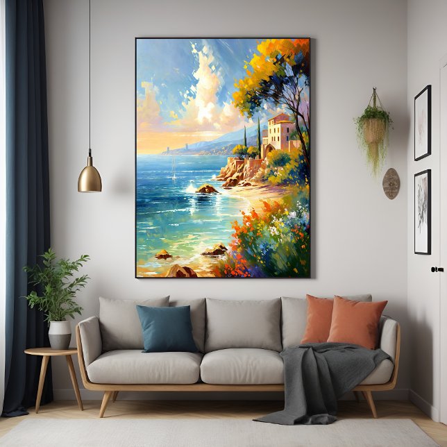 Pôster Arte Impressionista da Costa Mediterrânica Sunita (Criador carregado)
