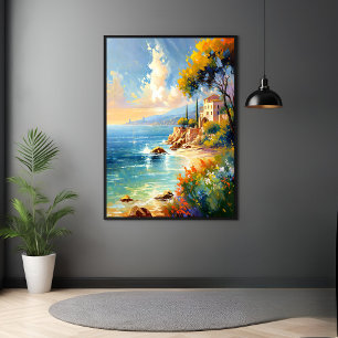 Poster Arte Impressionista da Costa Mediterrânica Sunita