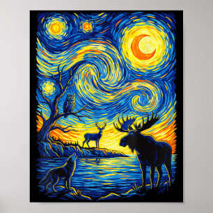 Poster Arte Impressionista Vida Selvagem Natureza Alce Lo