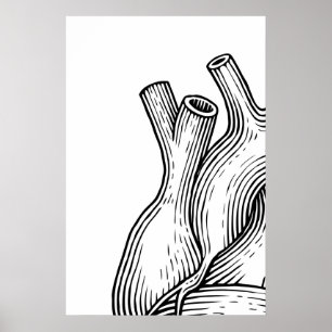 Poster Arte Impresso Quadripticto de Esboço de Coração Es