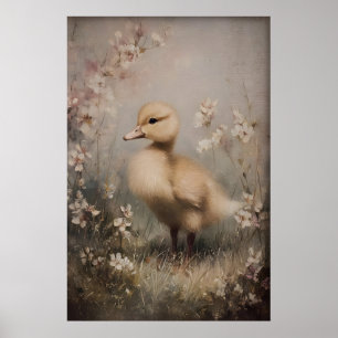 Poster Arte Imprimível de Patinho Antigo, Pato da Primave