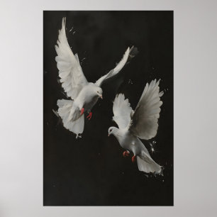 Poster Arte Imprimível de Pombas Brancas, Arte da Paz, Se