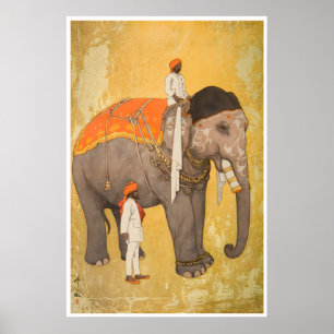 Poster Arte Indiana de Elefante Impresso Pintura ÍndiaA