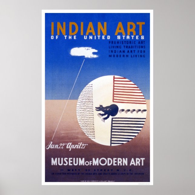 Pôster Arte Indiana Na América 1936 WPA (Frente)