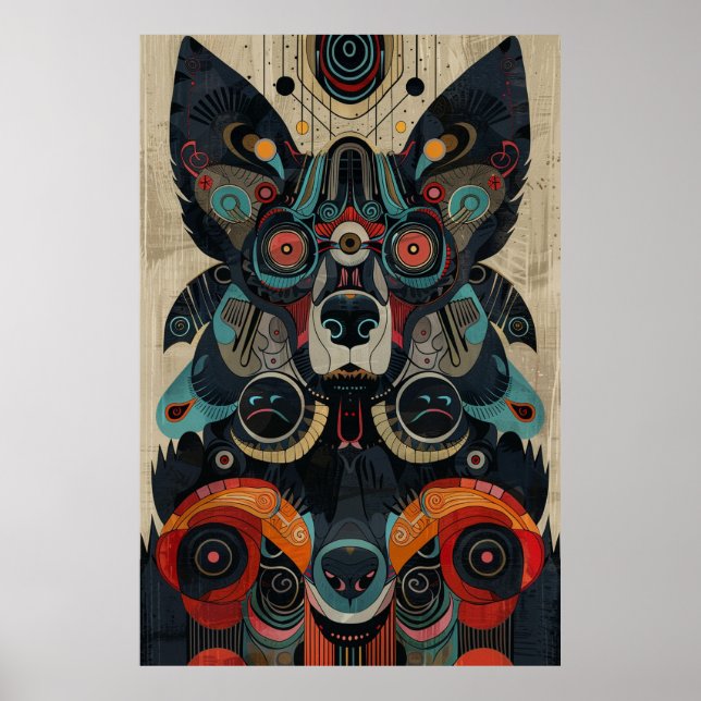 Poster Arte Inspirada no Inuit: Vida Árctica e Animais (Frente)