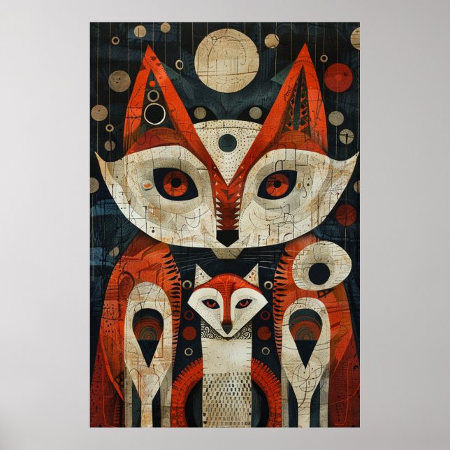 Poster Arte Inspirada no Inuit: Vida Árctica e Animais (Frente)