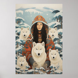 Poster Arte Inspirada no Inuit: Vida Árctica e Animais