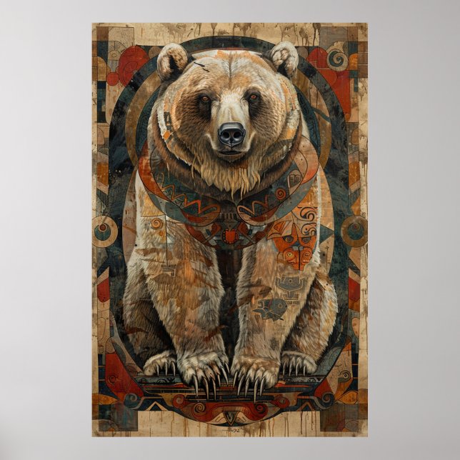 Poster Arte Inspirada no Inuit: Vida Árctica e Animais (Frente)