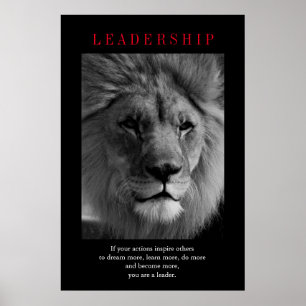 Poster Arte inspirador na moda do leão da liderança