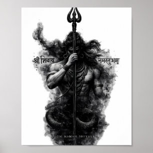 Poster Arte Intensa do Senhor Shiva Trishul Om Namah Shiv