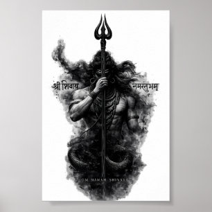Poster Arte Intensa do Senhor Shiva Trishul Om Namah Shiv