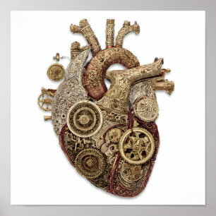 Poster Arte Intrincado Steampunk: Elaborado Relógio de Ór