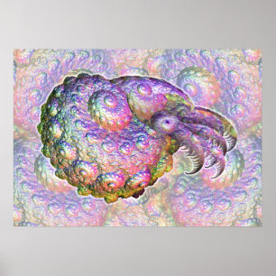 Poster Arte iridescente brilhante do composto do nautilus