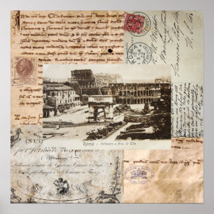 Poster Arte italiana do Coliseu Roma Antiga