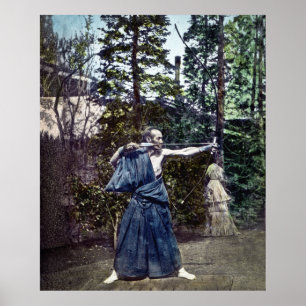 Poster Arte japonesa do 弓術 do vintage do samurai do t