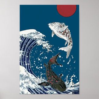 Poster Arte japonesa do KOI, yinyang