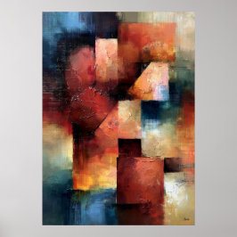 Poster Arte Japonesa Inspirada Shibui Terracota Montada