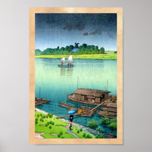 Pôster Arte japonesa oriental legal da chuva do lado do