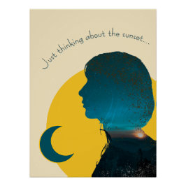 Pôster Arte "Just thinking" about com Figura Feminina