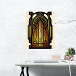Poster Arte Laranja Moderna Nouveau Vidro Estampado<br><div class="desc">Um belo design digital ao estilo nouveau artístico que incorpora elementos de vidro corado e linhas geométricas. Esse tipo de design seria perfeito para adicionar um toque decorativo a uma sala.</div>