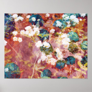 Poster Arte legal e moderna de padrão de flores romântica