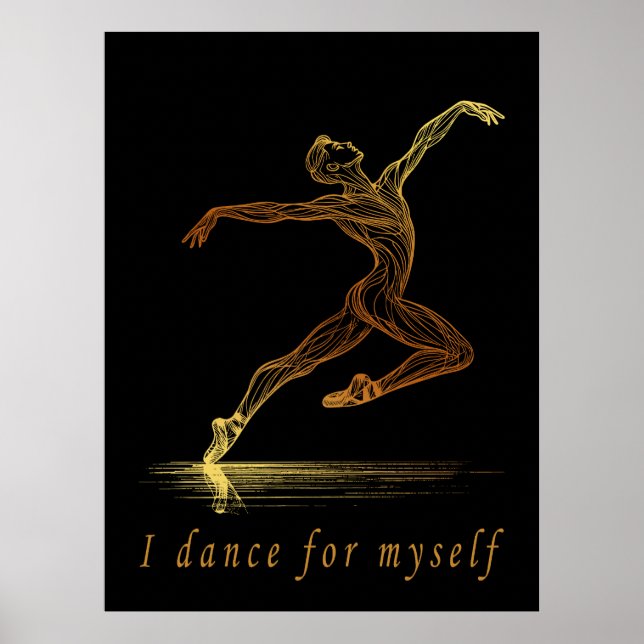 Poster Arte Linear de Dançarino Masculino de Ballet - Eu  (Frente)
