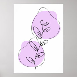 Poster Arte Linear de Galhos e Folhas