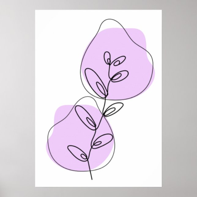 Poster Arte Linear de Galhos e Folhas (Frente)