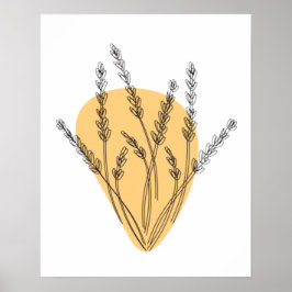 Poster Arte Linear de Galhos e Folhas