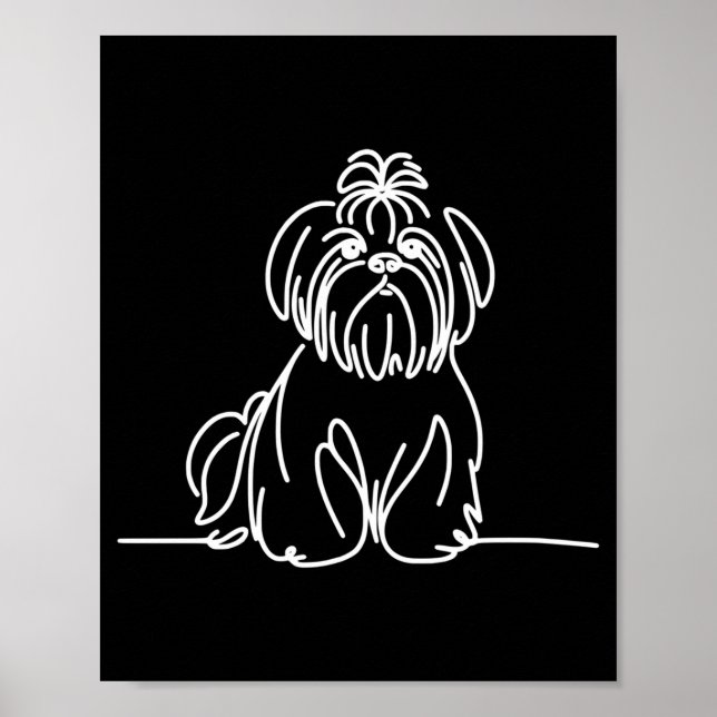 Poster arte linear de shih tzu dono de cachorro performan (Frente)