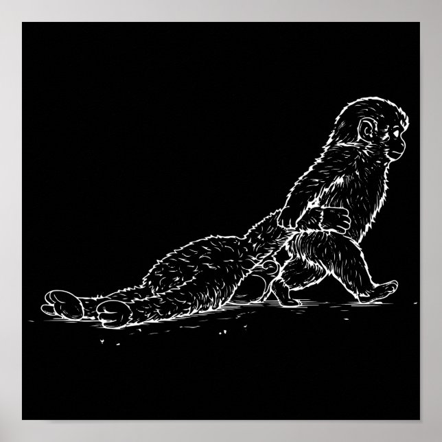 Poster Arte Linear do Macaco Punch da Equipe Baby (Frente)